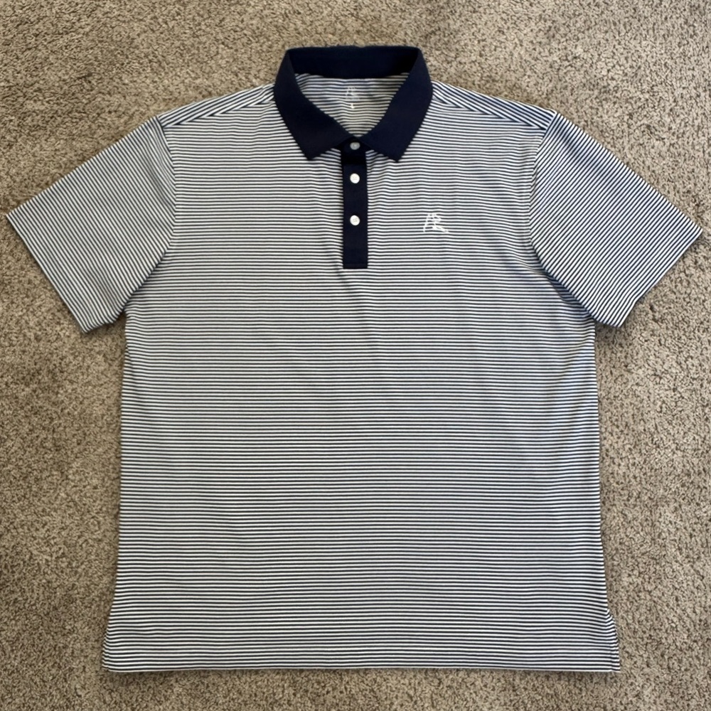 Rhoback Navy & White Thin-Stripe Polo